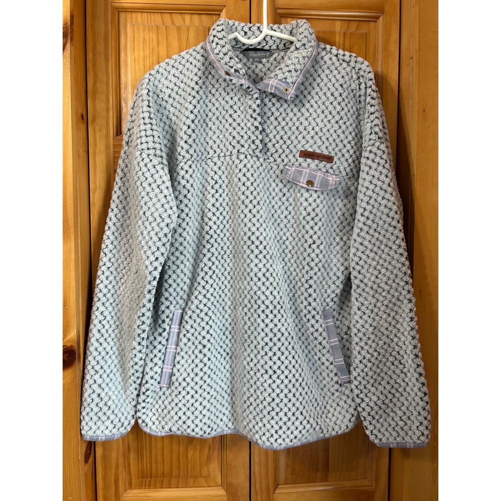Simply Southern Sherpa Pullover Women's XL‎ Frost Gray Quarter Snap Fleece